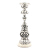 Antique Silver-Finish Candle Holder – Ornate Floral Pillar Design