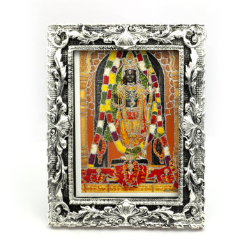 Silver Lord Ram Idol – Antique Finish with Arch Frame and Display Case