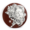 Silver Krishna Face Wall Plaque – Artistic Divine Expression on Wooden Base