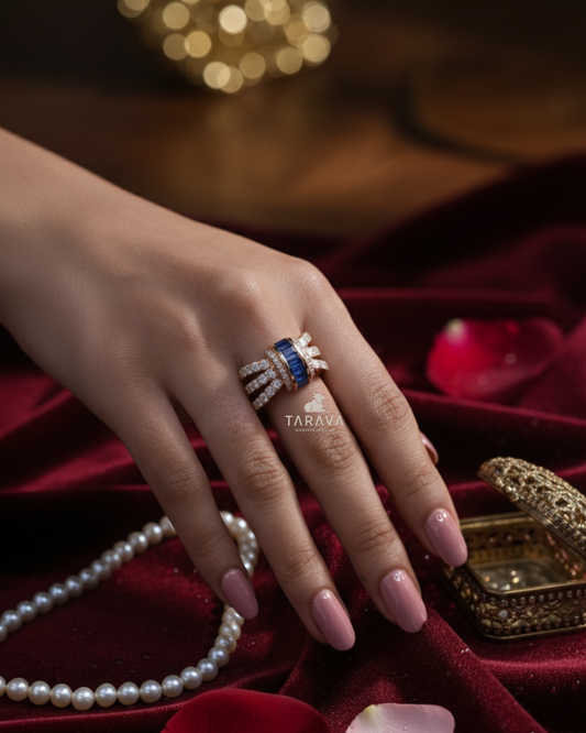 Sterling Silver Blue Stone Statement Ring