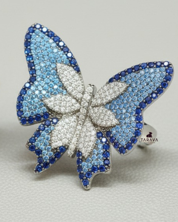 925 Sterling Silver Butterfly Statement Ring