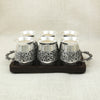 Antique Silver Finish Tea Glass Set with Tray
