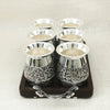 Antique Silver Finish Tea Glass Set with Tray