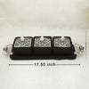 Handcrafted Wooden Bhand Set with Ornate Silver Lids – 3 Container Tray