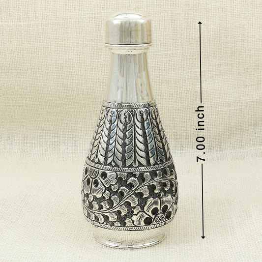 Handcrafted Silver Finish Water Bottle – Ornate Teardrop Design