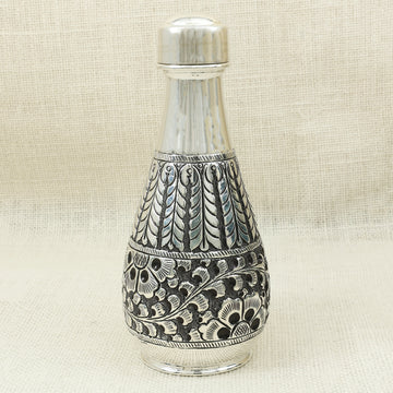 Handcrafted Silver Finish Water Bottle – Ornate Teardrop Design