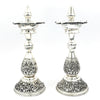 Silver Traditional Oil Lamp Set (Pair) – Intricately Handcrafted Deepams