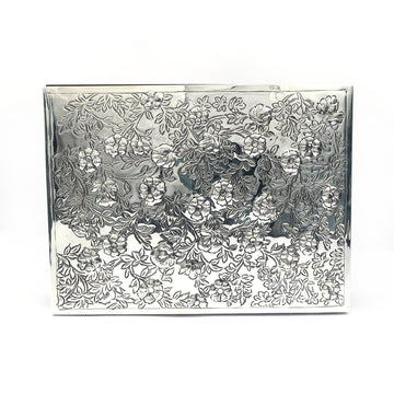 Handcrafted Silver Finish Floral Box – Intricate Embossed Design