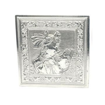 Silver Dry Fruit Box – Radha Krishna Embossed Design