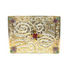 Handcrafted Gold & Silver Finish Decorative Box – Floral Enamel Accents (7.5 x 2 inch)
