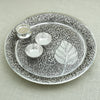 Silver Aarti Thali with Intricate Floral and Peepal Leaf Design