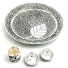 Silver Aarti Thali with Intricate Floral and Peepal Leaf Design