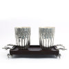 Silver Finish Designer Glass Set – 2 Pcs on WoodenTray