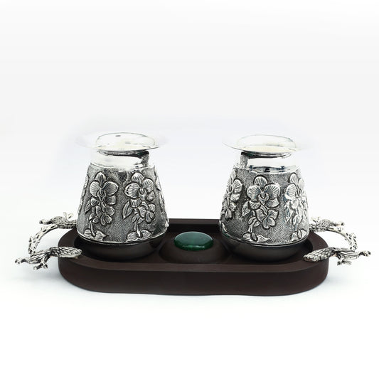 Silver Lota Set with Floral Engraving