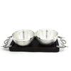 Elegant Silver Bowl Set with Wooden Tray – Premium Serveware