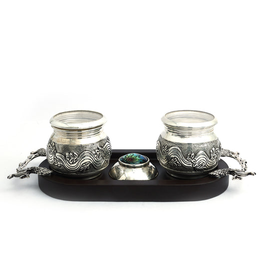 Majestic Silver Bhand Set with Dragon Handle Design