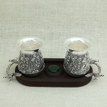 Silver Lota Set with Floral Engraving