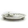 Silver Aarti Thali with Intricate Floral and Peepal Leaf Design
