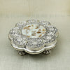 Antique Silver-Finish Decorative Chowki – Floral Design with Mother of Pearl Inlay - Resin Silver