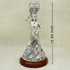 Silver Tribal Lady Candle Stand – Antique Finish with Wooden Base
