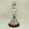 Silver Tribal Lady Candle Stand – Antique Finish with Wooden Base