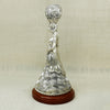 Silver Tribal Lady Candle Stand – Antique Finish with Wooden Base
