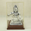 Silver Ladu Gopal Idol – Antique Finish with Wooden Base & Display Case