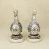 Pair of Silver Swan Figurines – Graceful Tabletop Décor with Ornate Detailing
