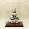 Resin Silver Lord Shiva Idol in Meditative Pose – Trishul Display with Glass Case