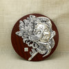 Silver Krishna Face Wall Plaque – Artistic Divine Expression on Wooden Base