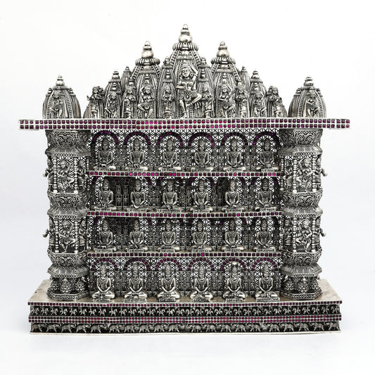 Exquisite Silver Jain 24 Tirthankar Temple – Divine Masterpiece