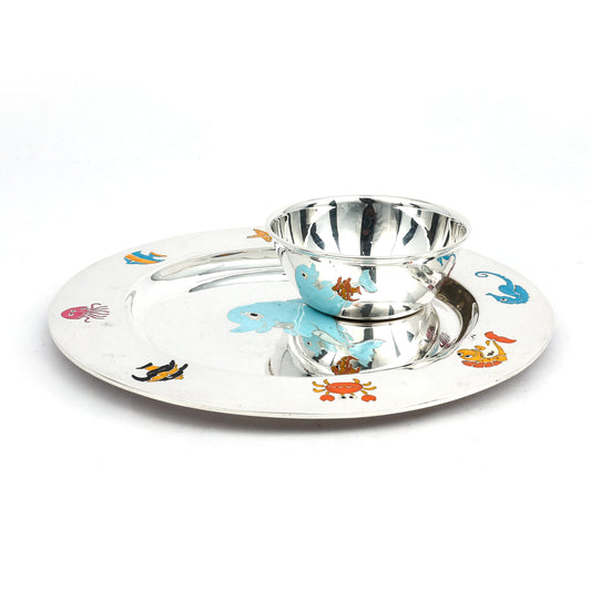 Silver Kids' Dinner Set – Ocean Theme