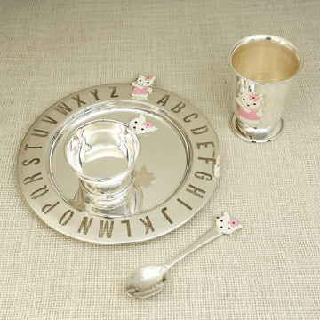 Silver Alphabet & Kitty Kids’ Dinner Set