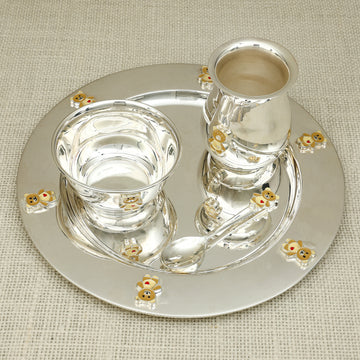 Silver Kids’ Dinner Set – Teddy Bear Theme