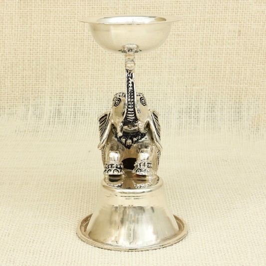 Majestic Silver Elephant Diya – Symbol of Strength & Prosperity