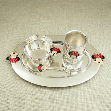 Silver Oval Kids’ Dinner Set – Minnie Mouse Theme