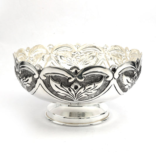 Elegant Silver Bowl with Floral Engraving