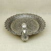 Exquisite Silver Peacock Pooja Thali – Handcrafted Floral Design