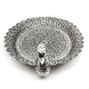 Exquisite Silver Peacock Pooja Thali – Handcrafted Floral Design