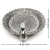 Exquisite Silver Peacock Pooja Thali – Handcrafted Floral Design