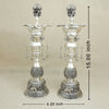Handcrafted Silver Lakshmi Deepam Set – Ornate Standing Oil Lamps (Set of 2)