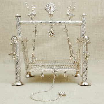 Silver Decorative Jhula with – Floral & Bird Design