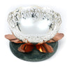 Designer Silver Filigree Bowl with Copper Lotus Base – Mounted on Green Marble