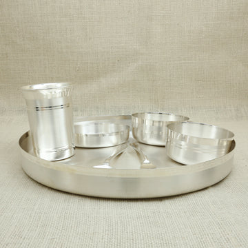 Elegant Silver Dinner Thali Set – Complete Traditional Dining Ensemble
