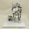 Handcrafted Silver Kamadhenu Idol on Marble Base – Symbol of Abundance and Divinity