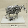Handcrafted Silver Kamadhenu Idol on Marble Base – Symbol of Abundance and Divinity