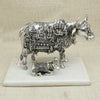 Handcrafted Silver Kamadhenu Idol on Marble Base – Symbol of Abundance and Divinity