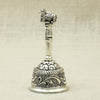 Antique Finish Silver Pooja Bell – Nandi Handle with Ornate Engravings