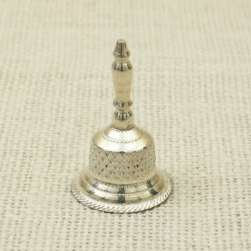 Antique Finish Silver Pooja Bell – Traditional Diamond-Cut Design