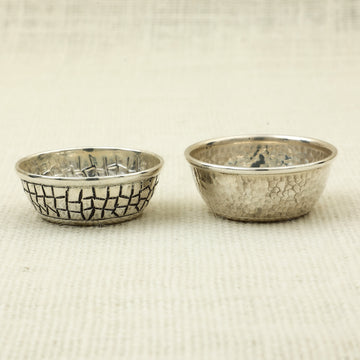Set of 2 Designer Silver Katoris – Textured & Carved